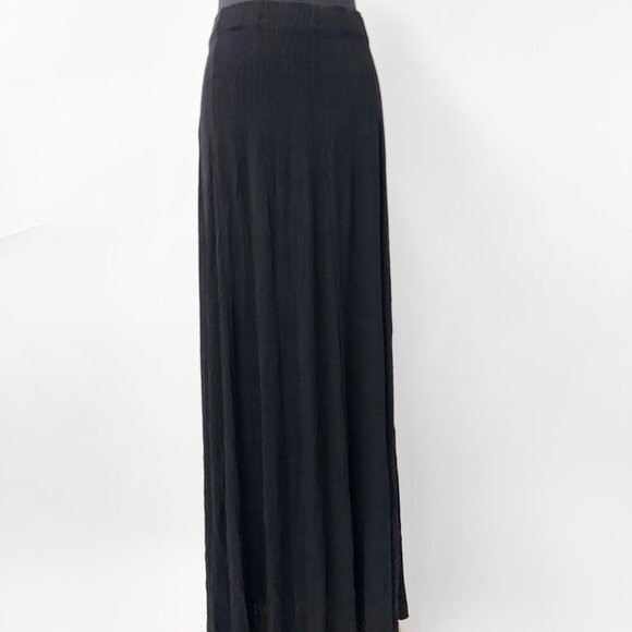 LONG PLEATED MAXI SKIRT BLACK - Picture 2 of 6